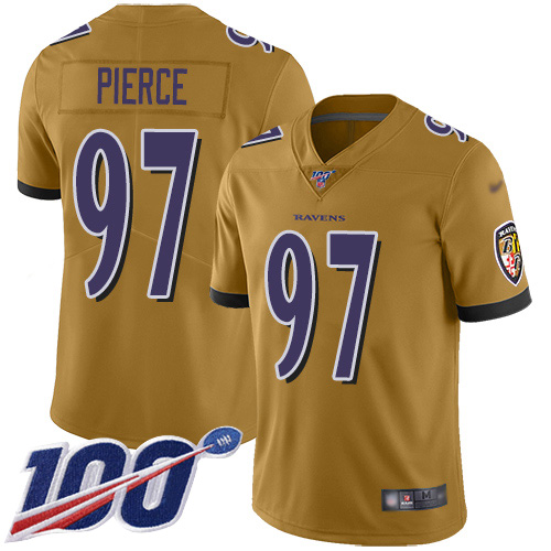 Baltimore Ravens Limited Gold Men Michael Pierce Jersey NFL Football #97 100th Season Inverted Legend